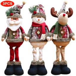 Christmas Dolls Tree Decor Standing Santa, Snowman and Reindeer Figurines for Home Decor Birthday Gifts Merry Christmas