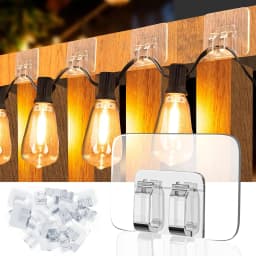 100 PCS Hooks for Outdoor String Lights Clips,Heavy Duty Cable Clips Hooks for Hanging Christmas Lights With Waterproof Adhesive
