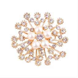 Large Rhinestone Pearl Snowflake Brooches Christmas Snow Brooch Crystal Pin Women Fashion Jewelry