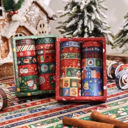 12 Rolls Vintage Christmas Washi Tape Set 4 Sizes Decorative Scrapbooking Santa Claus Tape Decorative Masking Adhesive Tapes