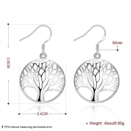 New 925 Sterling Silver Earrings for Women high quality Jewelry Hollow Carved Round tree Christmas Gifts