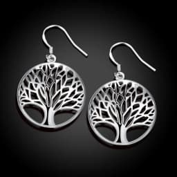 New 925 Sterling Silver Earrings for Women high quality Jewelry Hollow Carved Round tree Christmas Gifts