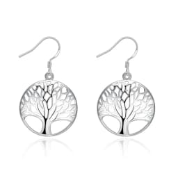New 925 Sterling Silver Earrings for Women high quality Jewelry Hollow Carved Round tree Christmas Gifts
