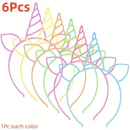 6Pcs Unicorn Birthday Party Favors Unicorn Headbands for Girls Halloween Christmas Party Supplies Gift Cosplay Plastic Hairbands