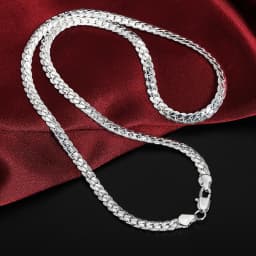 925 Sterling Silver Christmas Gifts European Style 6MM Flat Chain Necklace Bracelets Fashion for Man Women Jewelry Sets S085