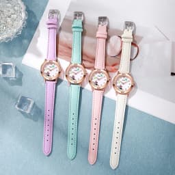 Disney Mickey Mouse Stitch Fashion Cartoon Children's Watch Leather Strap For Boys Girls Quartz Women Watch Christmas Gift