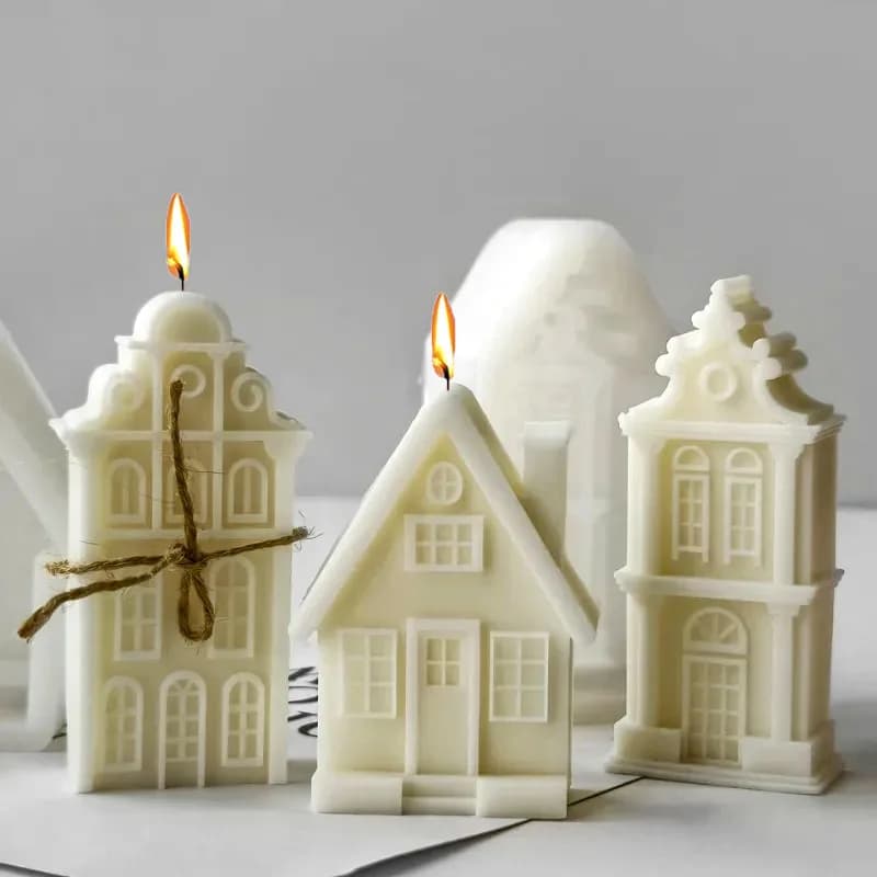 2026 Christmas House Silicone Candle Mold 3D Castle Villa Crafts Resin Gypsum Cement Mould Christmas Gift Festival Decoration