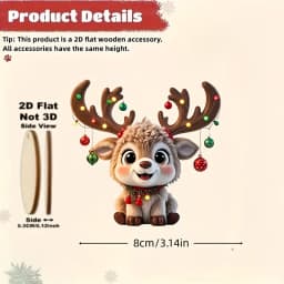 12pcs Christmas Elk 2D Wooden Pendant Christmas Party Decoration Set for Xmas Tree Ornament Perfect Indoor Xmas Celebration Gift