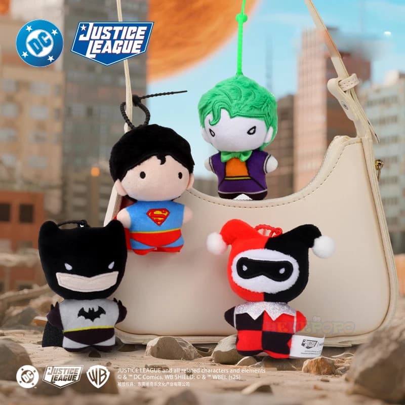 9cm Soft Plush Keychain DC Justice League Batman Superman Harley Quinn Joker Cute Cartoon Movie Dolls Creative Christmas Gifts