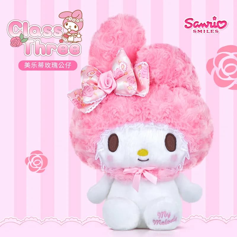 30CM Genuine Sanrio Rose Series Hello Kitty Melody Stuffed Toy Plush Toy Peluche Anime Doll Birthday Christmas Gift For Girl