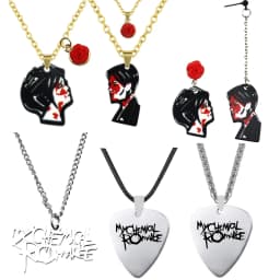 Rock Band My Chemical Romance Necklaces Cosplay MCR Stainless Steel Guitar Pick Pendant Necklace Cos Accessories Christmas Gifts