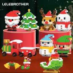 Christmas Gifts Micro Building Block Series Santa Claus Reindeer Puzzle Assembling Bricks Table Decoration Toys Kids