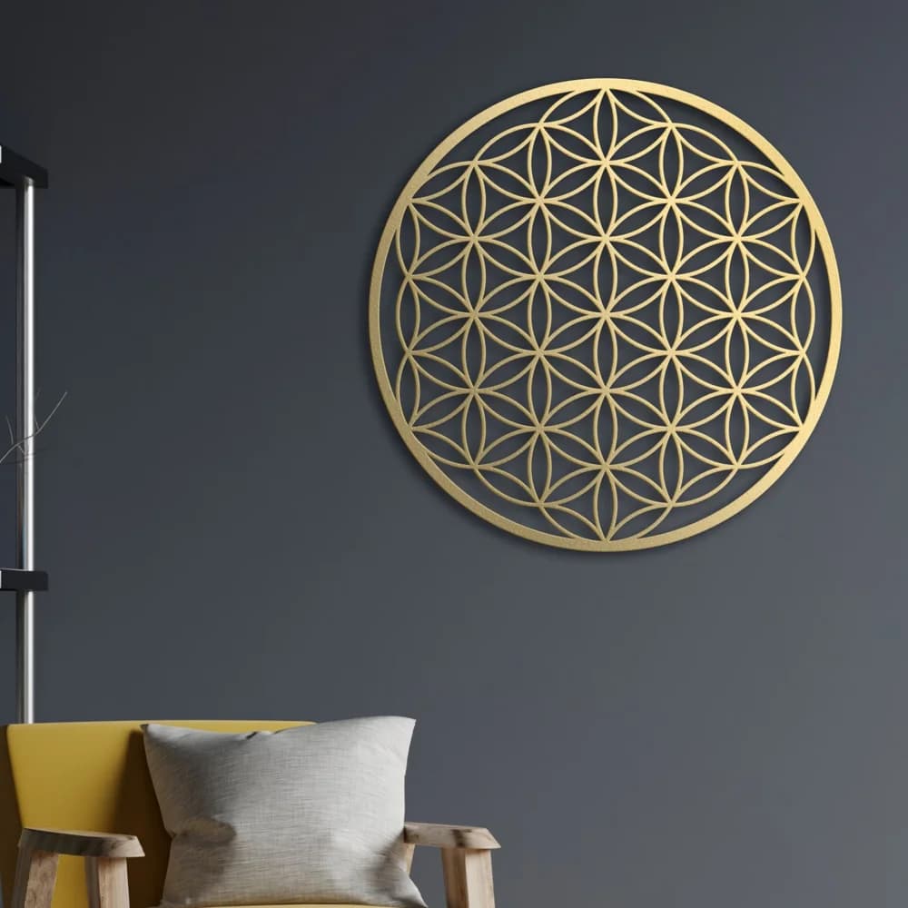 1PC Flower of Life & Lotus Metal Wall Sculpture | Halloween & Christmas Gift, Bedroom/Living Room/Couch Above Decor