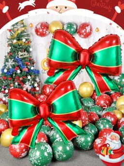 2pcs Christmas Bow Balloons, Christmas, Wedding, Birthday Party Supplies, Bow Theme, Party Event Decoration, Holiday Celebration