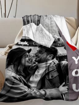 1 Piece Custom Photo Personalized Flannel Blanket - Ideal Gift for Christmas, Halloween, Birthdays, and Anniversaries, Soft, Warm, Comfortable, Skin-Friendly, Machine Washable Blanket, Suitable for Sofa, Bed, Car, Camping, Office, Home Decor