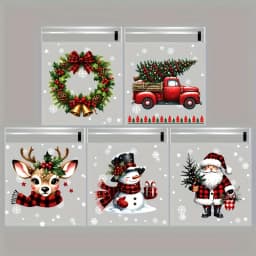 50/100pcs Christmas Gift Wrapping Bags with Snowflake, Santa Claus, Reindeer, and Holly Print Self-Adhesive Packaging Bags