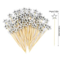 50Pcs Hollow Star Bamboo Skewers Fruit Stick Cake Insertion Stick Birthday Wedding Party Decorations Christmas Navidad New Year