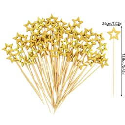 50Pcs Hollow Star Bamboo Skewers Fruit Stick Cake Insertion Stick Birthday Wedding Party Decorations Christmas Navidad New Year