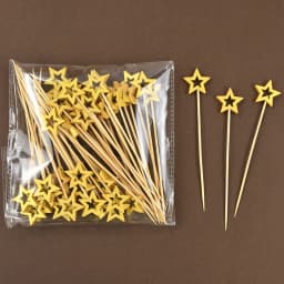 50Pcs Hollow Star Bamboo Skewers Fruit Stick Cake Insertion Stick Birthday Wedding Party Decorations Christmas Navidad New Year