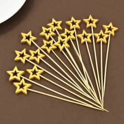50Pcs Hollow Star Bamboo Skewers Fruit Stick Cake Insertion Stick Birthday Wedding Party Decorations Christmas Navidad New Year