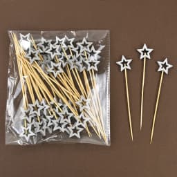 50Pcs Hollow Star Bamboo Skewers Fruit Stick Cake Insertion Stick Birthday Wedding Party Decorations Christmas Navidad New Year