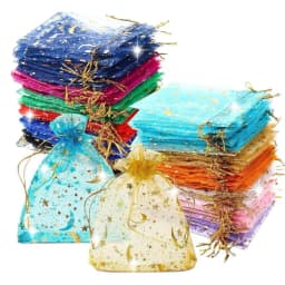 25/50/100pcs Moon Star Organza Gift Bags Multicolor Mesh Pouches for Christmas Wedding Party Candy Gift Packing Bags Wholesale