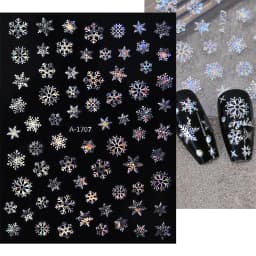 1sheet 3D White Snowflakes Nail Stickers for Christmas Winter Snow Flower Self-adhesive Nail Art Decals DIY Manicure Decorations