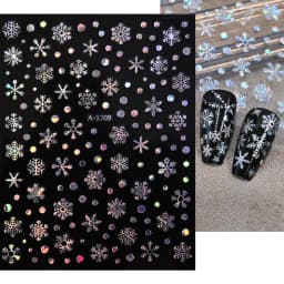 1sheet 3D White Snowflakes Nail Stickers for Christmas Winter Snow Flower Self-adhesive Nail Art Decals DIY Manicure Decorations