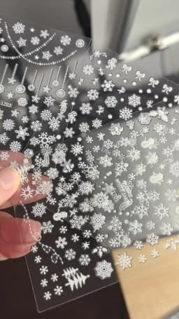 1sheet 3D White Snowflakes Nail Stickers for Christmas Winter Snow Flower Self-adhesive Nail Art Decals DIY Manicure Decorations