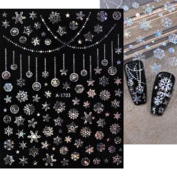 1sheet 3D White Snowflakes Nail Stickers for Christmas Winter Snow Flower Self-adhesive Nail Art Decals DIY Manicure Decorations