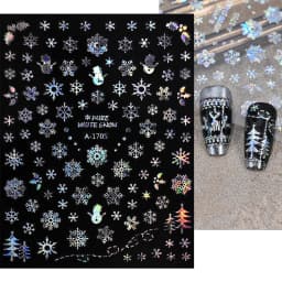1sheet 3D White Snowflakes Nail Stickers for Christmas Winter Snow Flower Self-adhesive Nail Art Decals DIY Manicure Decorations