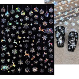 1sheet 3D White Snowflakes Nail Stickers for Christmas Winter Snow Flower Self-adhesive Nail Art Decals DIY Manicure Decorations