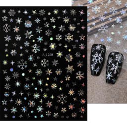 1sheet 3D White Snowflakes Nail Stickers for Christmas Winter Snow Flower Self-adhesive Nail Art Decals DIY Manicure Decorations