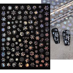 1sheet 3D White Snowflakes Nail Stickers for Christmas Winter Snow Flower Self-adhesive Nail Art Decals DIY Manicure Decorations