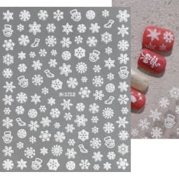 1sheet 3D White Snowflakes Nail Stickers for Christmas Winter Snow Flower Self-adhesive Nail Art Decals DIY Manicure Decorations