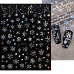 1sheet 3D White Snowflakes Nail Stickers for Christmas Winter Snow Flower Self-adhesive Nail Art Decals DIY Manicure Decorations