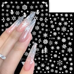1sheet 3D White Snowflakes Nail Stickers for Christmas Winter Snow Flower Self-adhesive Nail Art Decals DIY Manicure Decorations