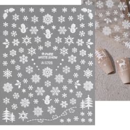 1sheet 3D White Snowflakes Nail Stickers for Christmas Winter Snow Flower Self-adhesive Nail Art Decals DIY Manicure Decorations