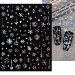 1sheet 3D White Snowflakes Nail Stickers for Christmas Winter Snow Flower Self-adhesive Nail Art Decals DIY Manicure Decorations
