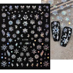 1sheet 3D White Snowflakes Nail Stickers for Christmas Winter Snow Flower Self-adhesive Nail Art Decals DIY Manicure Decorations