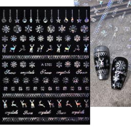 1sheet 3D White Snowflakes Nail Stickers for Christmas Winter Snow Flower Self-adhesive Nail Art Decals DIY Manicure Decorations