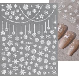 1sheet 3D White Snowflakes Nail Stickers for Christmas Winter Snow Flower Self-adhesive Nail Art Decals DIY Manicure Decorations