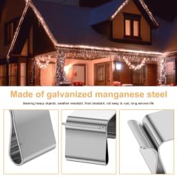 50/100Pcs Holiday Lights Roof Hooks Gutter Clips Christmas Lights Gutter Stainless Steel Hooks for Hanging Outdoor String Light