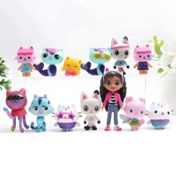 @@!13 Pcs/Set Gabby Dollhouse Anime Characters Car Smile Cat Hug Gaby Girl Doll Cartoon Children Gift Christmas Birthday Toy