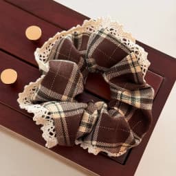 Red Lace Check Large Scrunchie Women's Superior New Year's Christmas Vibe Korean Scrunchie Headwear Hair Accessories for Girls