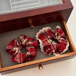 Red Lace Check Large Scrunchie Women's Superior New Year's Christmas Vibe Korean Scrunchie Headwear Hair Accessories for Girls