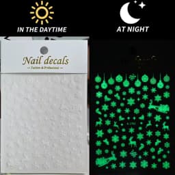 1Pcs Luminous Christmas Nail Stickers,3D Light Bulb Snowflake Tree Noctilucent Nail Art Decals Winter Holiday Manicure Decor