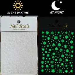 1Pcs Luminous Christmas Nail Stickers,3D Light Bulb Snowflake Tree Noctilucent Nail Art Decals Winter Holiday Manicure Decor