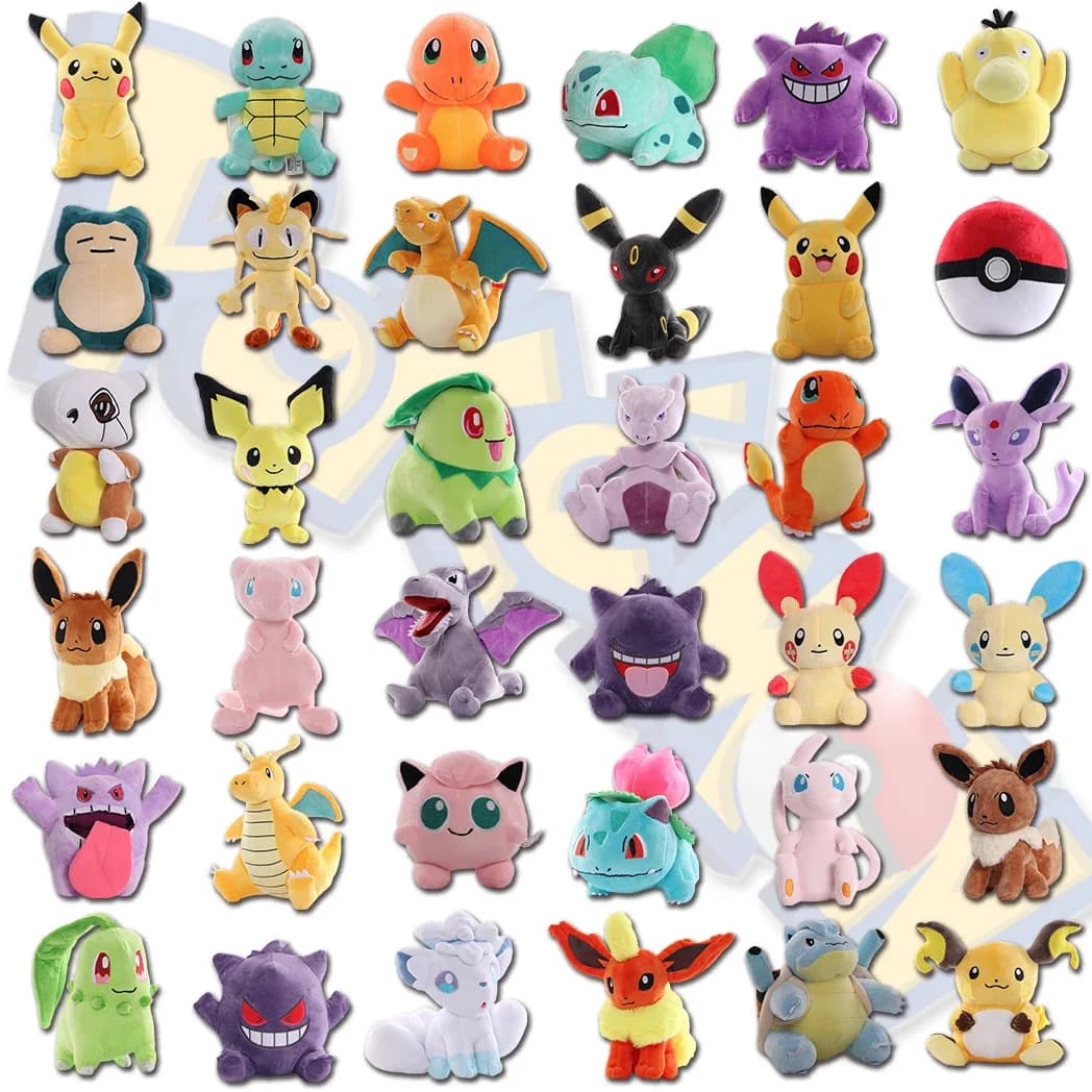 15-25CM Pokémon Plush Toy Pikachue Gengar Raichu Squirtle Eevee Charmander Bulbasaur Mewtwo Children's Birthday Christmas Gifts