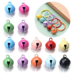 50pcs/lot Metal Jingle Bells 6/8/10/12/14mm Candy Color Christmas Bells Beads Ornaments For DIY Party Decorations Accessories